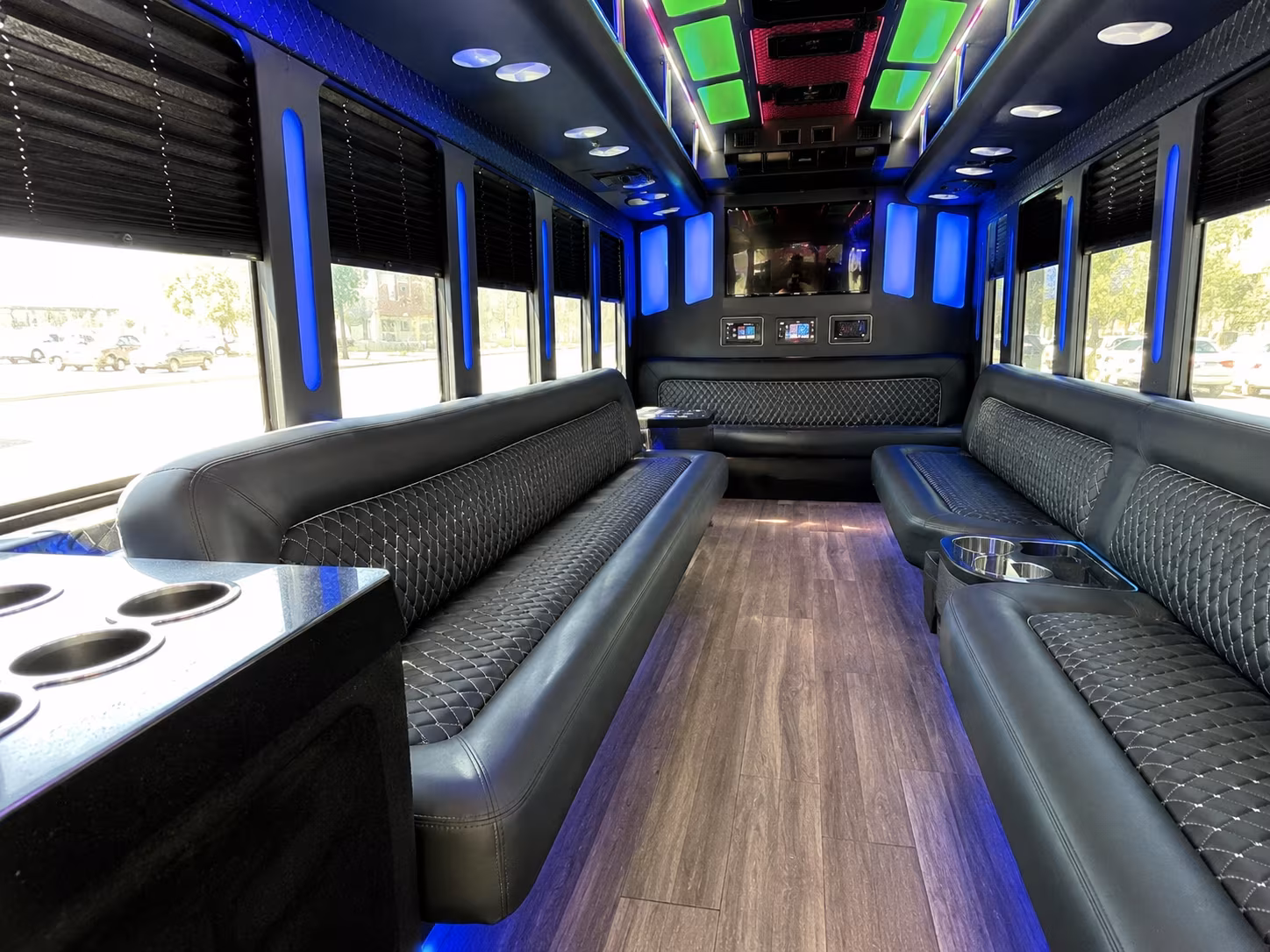 wichita 15 passenger party bus inside