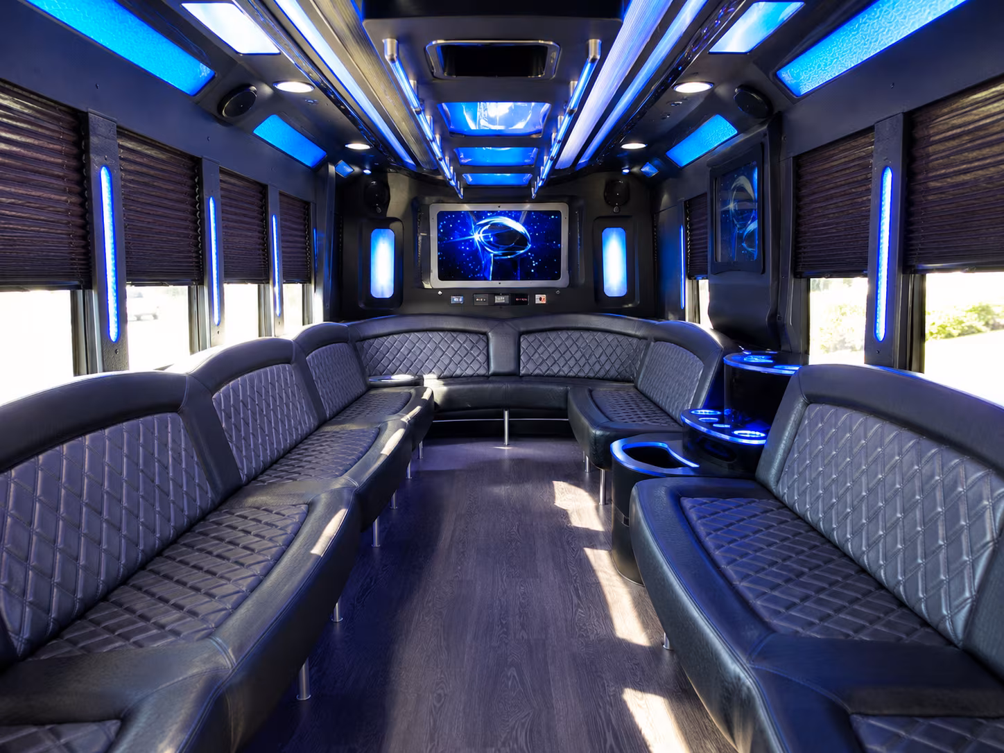 wichita 28 passenger party bus inside