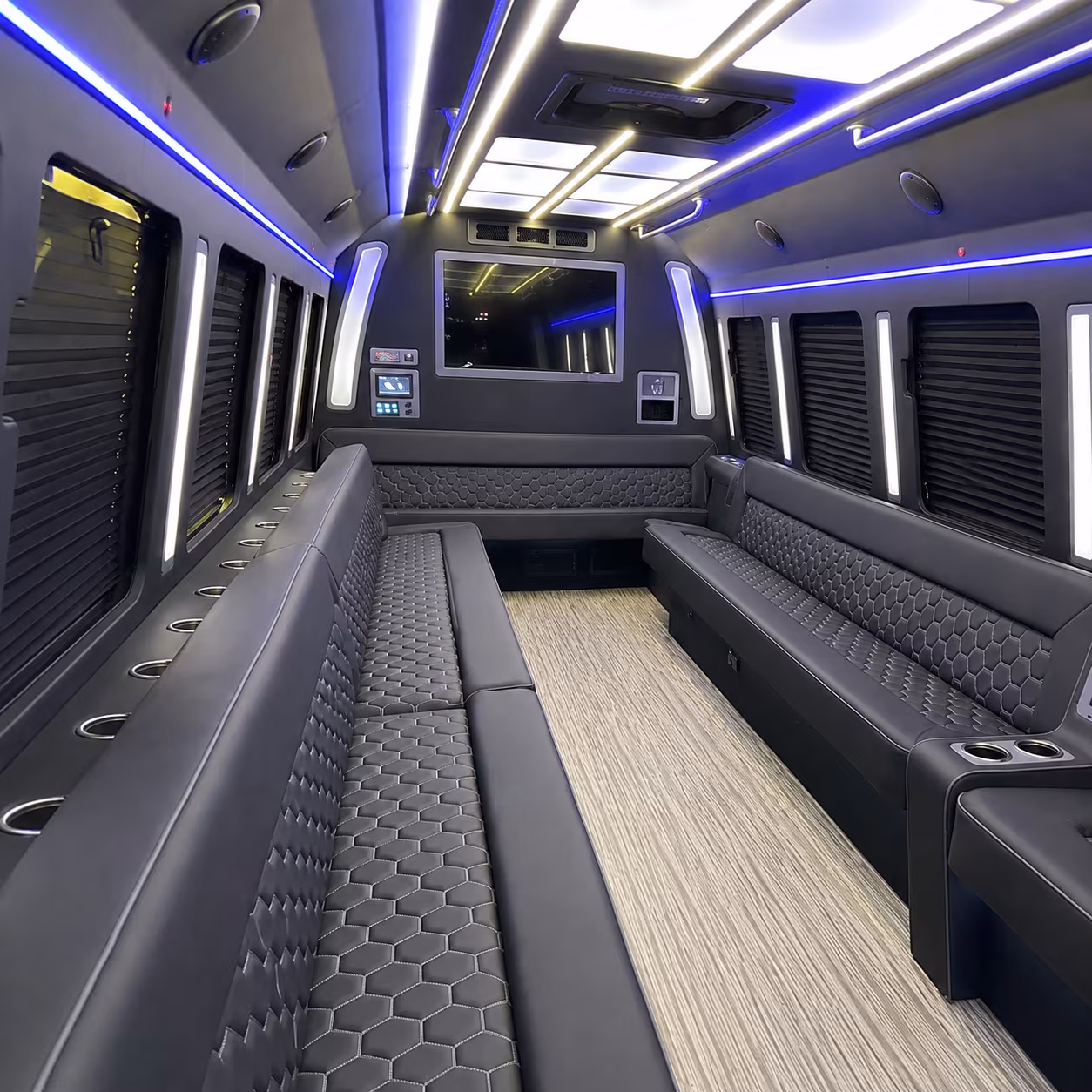 wichita 40 passenger party bus inside
